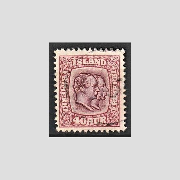 FRIMRKER ISLAND | 1907 - AFA 58 - Chr. IX og Frederik VIII - 40 aur lillard tk. 12 3/4 - Stemplet