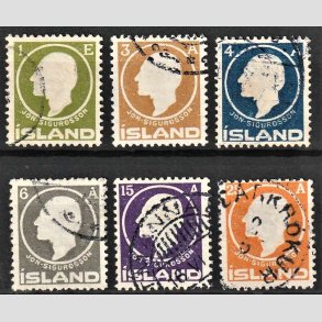 FRIMRKER ISLAND | 1911 -  AFA 63-68 - Jn Sigurdsson - 1 eyr - 25 aur i komplet st - Stemplet