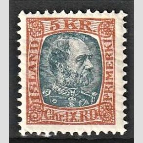 FRIMRKER ISLAND | 1902-04 - AFA 47 - Kong Chr. IX 5 kr. rdbrun/gr - Postfrisk