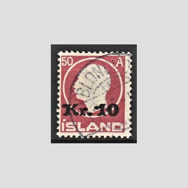 FRIMRKER ISLAND | 1926 - AFA 119 - Provisorier - 10 kr./50 aur lillard - Stemplet