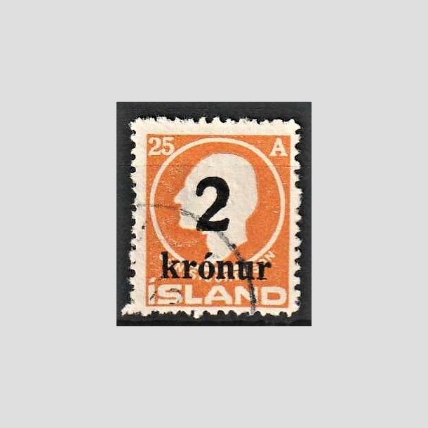 FRIMRKER ISLAND | 1926 - AFA 120 - Provisorier - 2 kr./25 aur orange - Stemplet