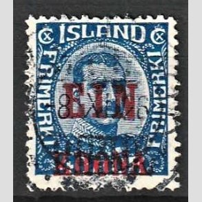 FRIMRKER ISLAND | 1926 - AFA 121 - Provisorier - EIN KRONA/40 aur bl - Stemplet