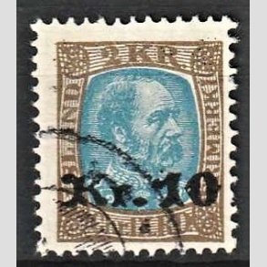 FRIMRKER ISLAND | 1926 - AFA 122 - Provisorier - 10 kr./2 kr. brun/blgrn - Stemplet