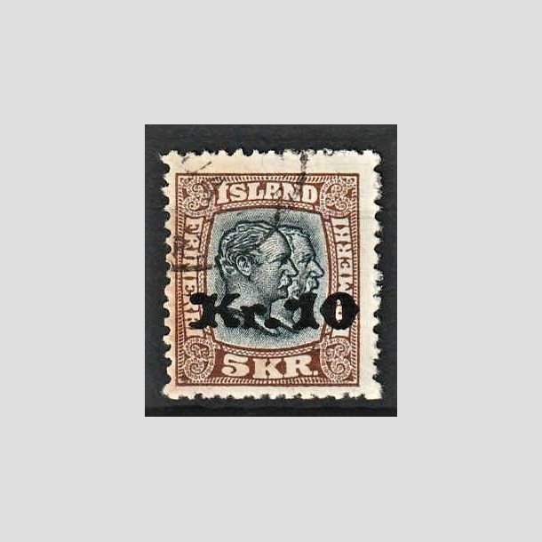 FRIMRKER ISLAND | 1930 - AFA 141 - Provisorier - 10 kr./5 kr. brun/blgrn - Stemplet