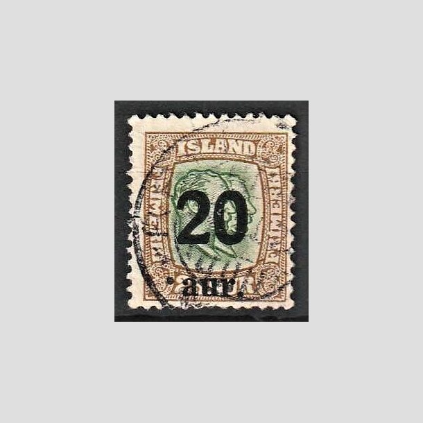 FRIMRKER ISLAND | 1921-22 - AFA 108 - Provisorier - 20/25 aur brun/grn - Stemplet