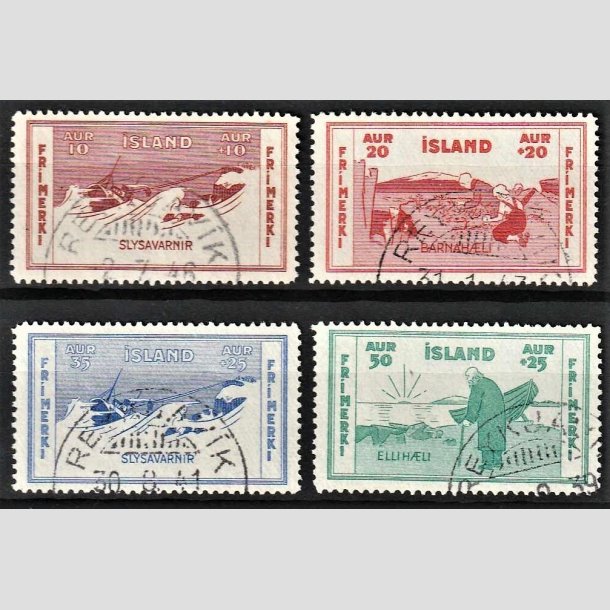 FRIMRKER ISLAND | 1933 - AFA 167-70 - Velgrenhedsmrker - Komplet st 10+10 - 50+25 aur - Stemplet