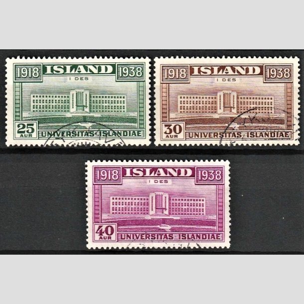 FRIMRKER ISLAND | 1938 - AFA 202-204 - 20 rs uafhngighed - Komplet st - Stemplet