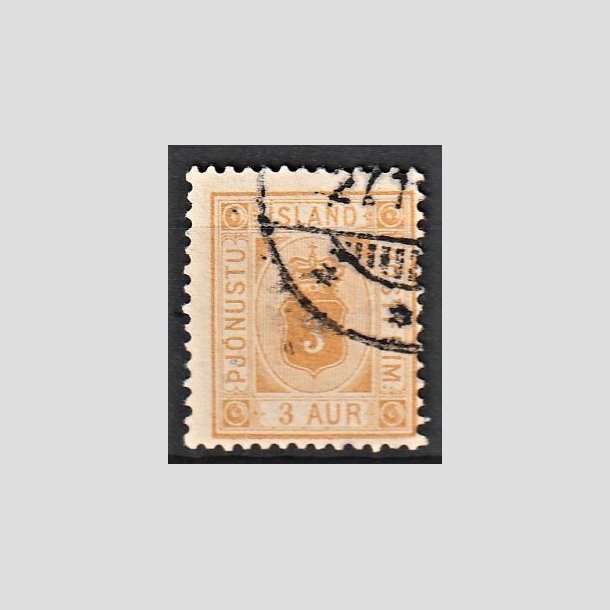 FRIMRKER ISLAND | 1898-1900 - AFA 3B - Tjeneste - 3 aur gul tk. 12 3/4 - Stemplet