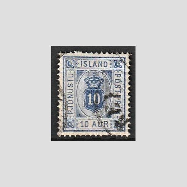 FRIMRKER ISLAND | 1876-95 - AFA 5a - Tjeneste - 10 aur ultramarin tk. 14 - Stemplet