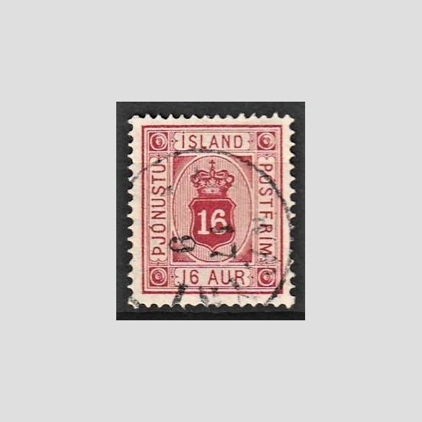 FRIMRKER ISLAND | 1876-95 - AFA 6 - Tjeneste - 16 aur karmin tk. 14 - Stemplet