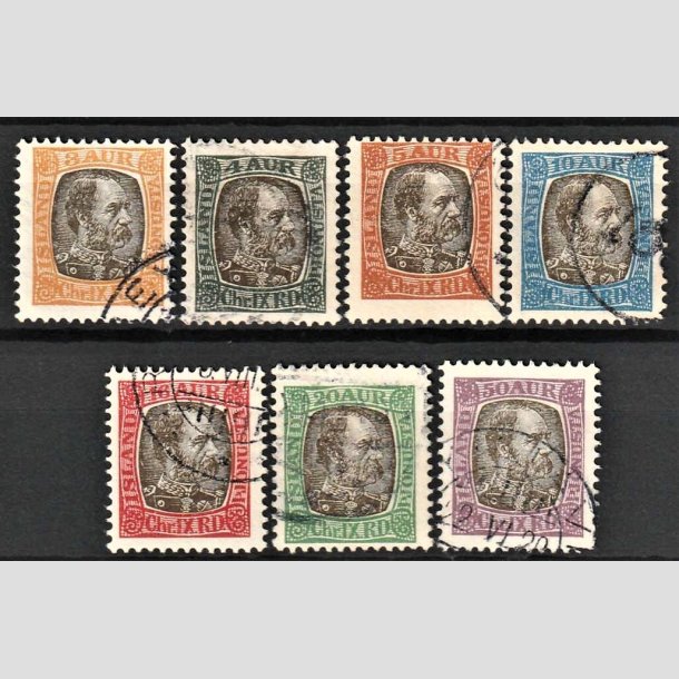 FRIMRKER ISLAND | 1902 - AFA 17-23 - Christian IX i komplet st 3-50 aur - Stemplet