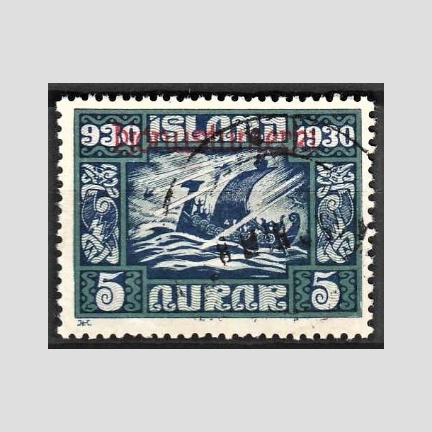 FRIMRKER ISLAND | 1930 - AFA 45 - Alting overtryk "Pjonusturmerki" - 5 aur mrkbl - Stemplet