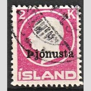 FRIMRKER ISLAND | 1922 - AFA 41a - Overtryk Pjonusta - 2 kr. rosa - Stemplet