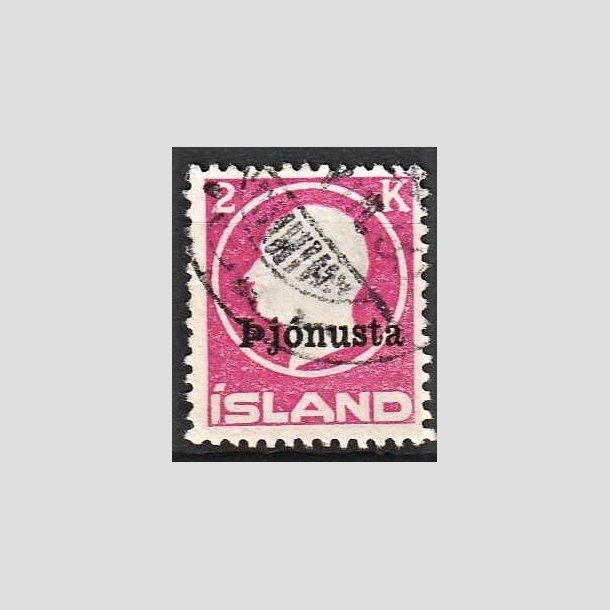 FRIMRKER ISLAND | 1922 - AFA 41a - Overtryk Pjonusta - 2 kr. rosa - Stemplet