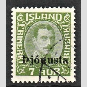 FRIMRKER ISLAND | 1936 - AFA 63 - Christian X overtryk Pjonusta - 7 aur grn - Stemplet