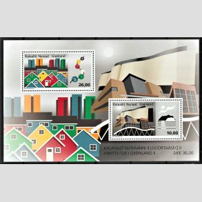 FRIMRKER GRNLAND | 2015 - AFA 713 - Grnlandsk arkitektur II.- Miniark 36,00 kr. flerfarvet - Postfrisk
