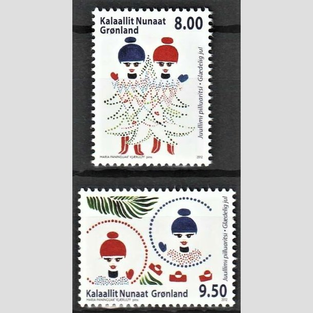 FRIMRKER GRNLAND | 2012 - AFA 631-32 - Julefrimrker - 8,00 + 9,50 kr. flerfarvet - Postfrisk