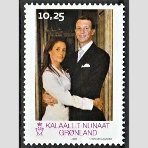 FRIM�RKER GR�NLAND | 2008 - AFA 518 - Royalt bryllup - 10,25 kr. flerfarvet - Postfrisk