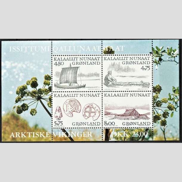 FRIMRKER GRNLAND | 1999 - AFA 348 - Arktiske vikinger I. - Miniark 23,00 kr. flerfarvet - Postfrisk