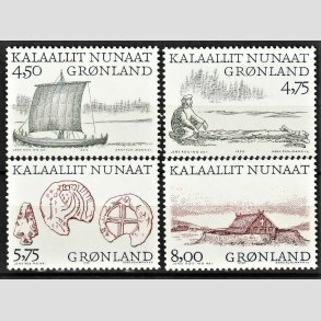 FRIM�RKER GR�NLAND | 1999 - AFA 344-47 - Arktiske vikinger I. - 4,50 - 8,00 kr. flerfarvet - Postfrisk
