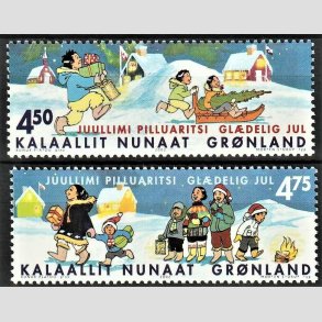 FRIM�RKER GR�NLAND | 2002 - AFA 399,400 - Jul. - 4,50 + 4,75 kr. flerfarvet - Postfrisk