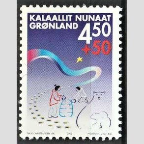 FRIM�RKER GR�NLAND | 2002 - AFA 387 - V�restedet Paarisa. - 4,50 + 0,50 kr. flerfarvet - Postfrisk