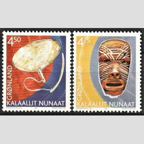 FRIM�RKER GR�NLAND | 2002 - AFA 388,389 - Gr�nlands arv og kultur III. - 4,50 + 4,75 kr. flerfarvet - Postfrisk