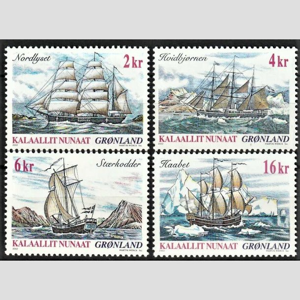 FRIMRKER GRNLAND | 2002 - AFA 390-93 - Skibsfart p Grnland I. - 2,00 - 16,00 kr. flerfarvet - Postfrisk