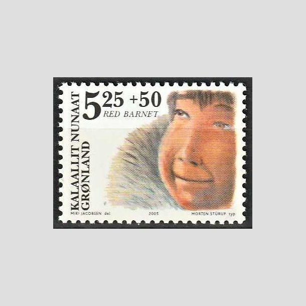 FRIMRKER GRNLAND | 2005 - AFA 440 - Red barnet i Grnland. - 5,25 + 0,50 kr. flerfarvet - Postfrisk