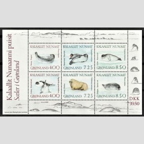 FRIM�RKER GR�NLAND | 1991 - AFA 217 - Gr�nlandske s�ler. - Miniark flerfarvet - Postfrisk
