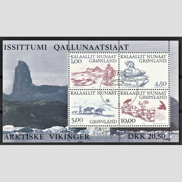 FRIMRKER GRNLAND | 2001 - AFA 368-71 - Arktiske vikinger III. - Miniark 20,50 kr. flerfarvet - Pnt stemplet