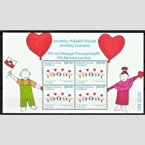 FRIM�RKER GR�NLAND | 2007 - AFA 483 - Amnesty B�rne konvention. - Miniark 25,00 kr. flerfarvet - Postfrisk