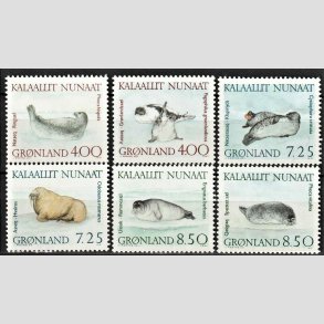 FRIM�RKER GR�NLAND | 1991 - AFA 211-17 - Gr�nlandske s�ler. - 4,00 - 8,50 kr. flerfarvet - Postfrisk