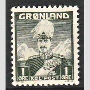 FRIMRKER GRNLAND | 1947 - AFA 1a - Christian X - 1 re grnsort type II - Postfrisk