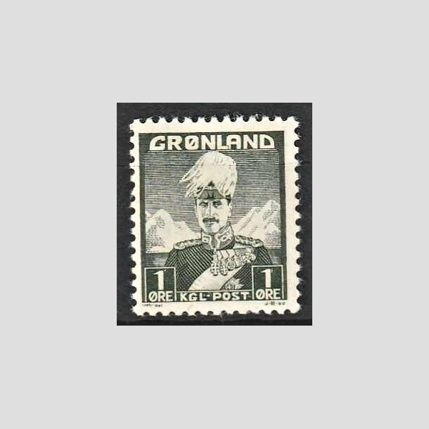 FRIMRKER GRNLAND | 1947 - AFA 1a - Christian X - 1 re grnsort type II - Postfrisk