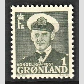 FRIMRKER GRNLAND | 1950 - AFA 28 - Kong Frederik IX - 1 re grnsort - Postfrisk