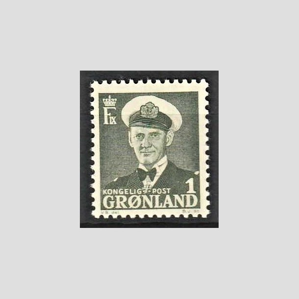 FRIMRKER GRNLAND | 1950 - AFA 28 - Kong Frederik IX - 1 re grnsort - Postfrisk