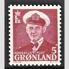 FRIMRKER GRNLAND | 1950 - AFA 29 - Kong Frederik IX - 5 re vinrd - Postfrisk