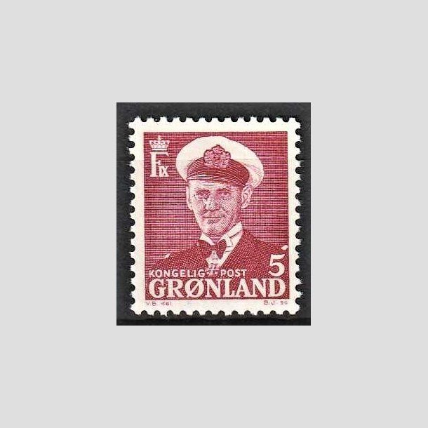 FRIMRKER GRNLAND | 1950 - AFA 29 - Kong Frederik IX - 5 re vinrd - Postfrisk