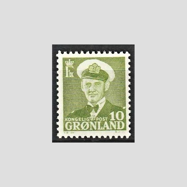 FRIMRKER GRNLAND | 1950 - AFA 30 - Kong Frederik IX - 10 re grn - Postfrisk