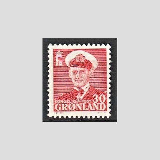 FRIMRKER GRNLAND | 1959 - AFA 44 - Frederik IX - 30 re rd - Postfrisk