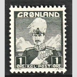 FRIMRKER GRNLAND | 1938 - AFA 1 - Christian X - 1 re grnsort type 1 - Postfrisk