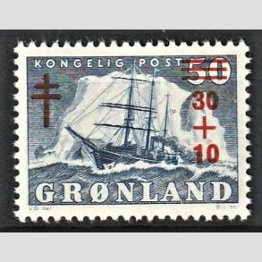 FRIMRKER GRNLAND | 1958 - AFA 40 - Tuberkulosefond - 30 + 10/50 re bl - Postfrisk