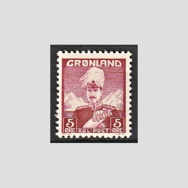 FRIMRKER GRNLAND | 1938 - AFA 2 - Christian X - 5 re vinrd type 1 - Postfrisk