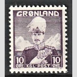 FRIMRKER GRNLAND | 1938 - AFA 4 - Christian X - 10 re violet - Postfrisk
