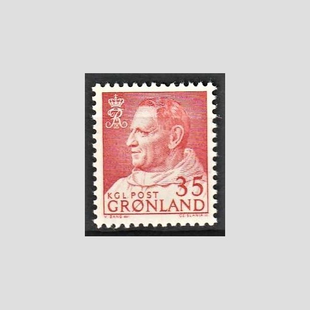 FRIMRKER GRNLAND | 1963 - AFA 54 - Kong Frederik IX - 35 re rd - Postfrisk