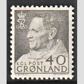 FRIMRKER GRNLAND | 1963 - AFA 55 - Kong Frederik IX - 40 re gr - Postfrisk