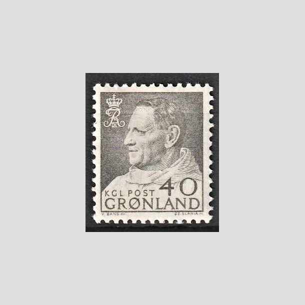 FRIMRKER GRNLAND | 1963 - AFA 55 - Kong Frederik IX - 40 re gr - Postfrisk