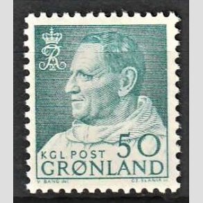 FRIMRKER GRNLAND | 1963 - AFA 56 - Kong Frederik IX - 50 re blgrn - Postfrisk