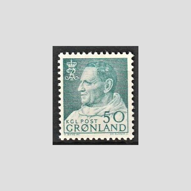 FRIMRKER GRNLAND | 1963 - AFA 56 - Kong Frederik IX - 50 re blgrn - Postfrisk